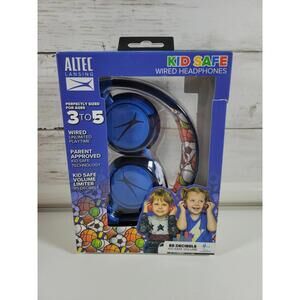 Altec Kids Wired Headphones Blue Sports Theme NEW Child Safe Volume